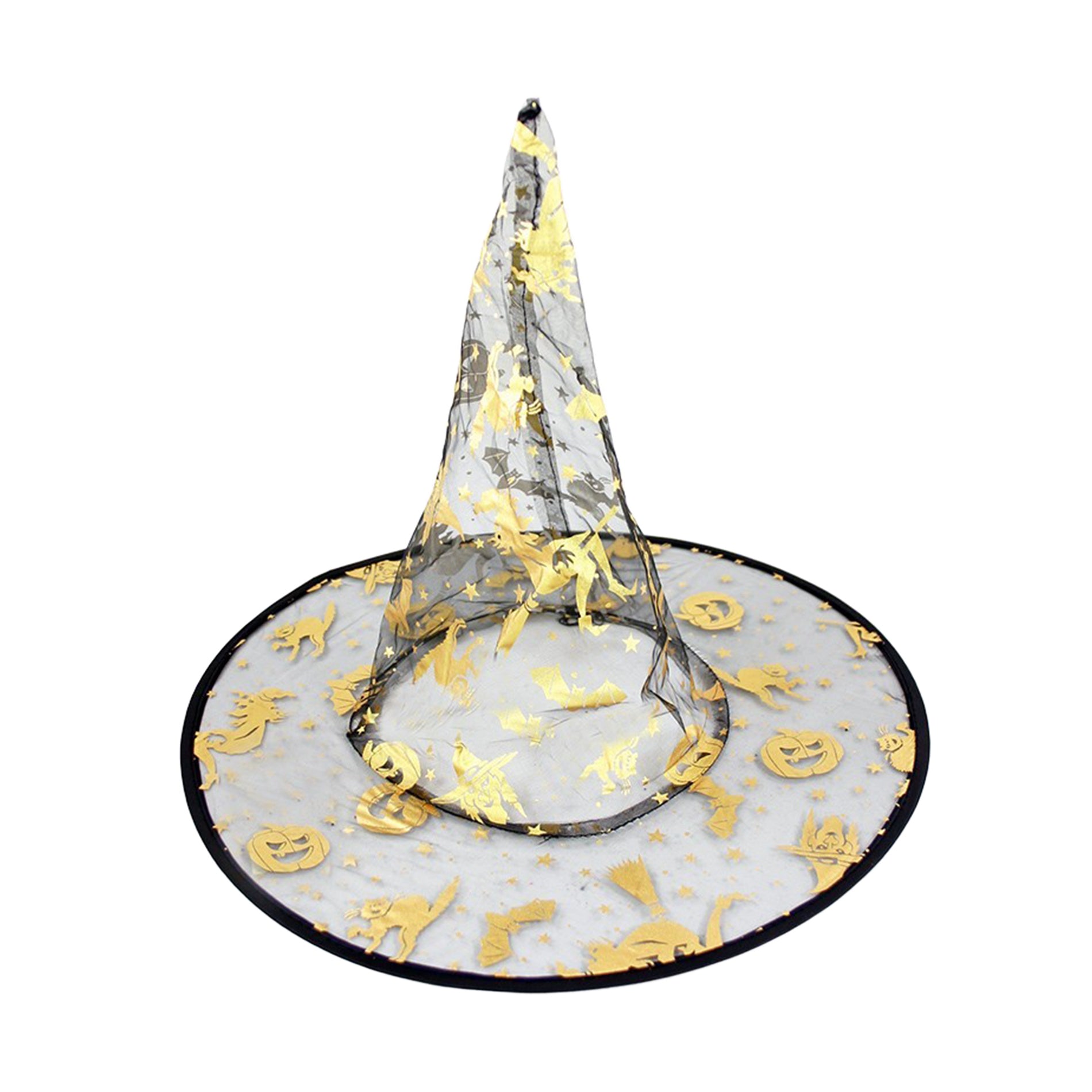 Dziecięcy kapelusz czarownicy ze złotym dekorem
