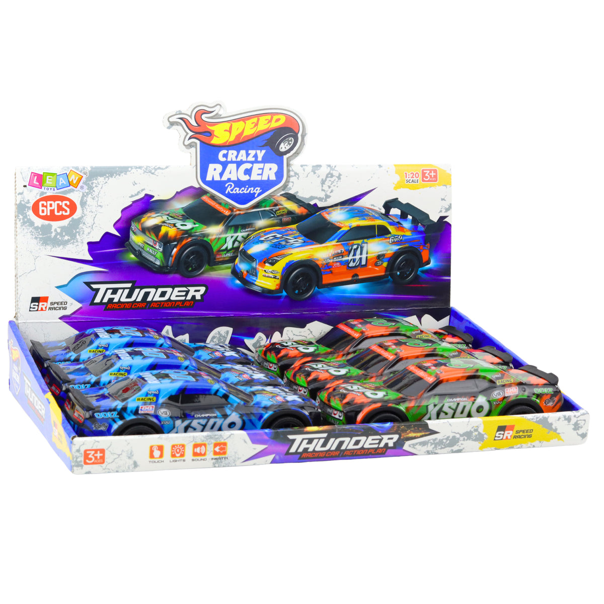 Xs06 Race Car Drive Lights Sounds Orange Blue