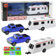 Set Of Metal Car With Camper Trailer Blue