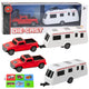 Set Of Metal Car With Camper Trailer Red