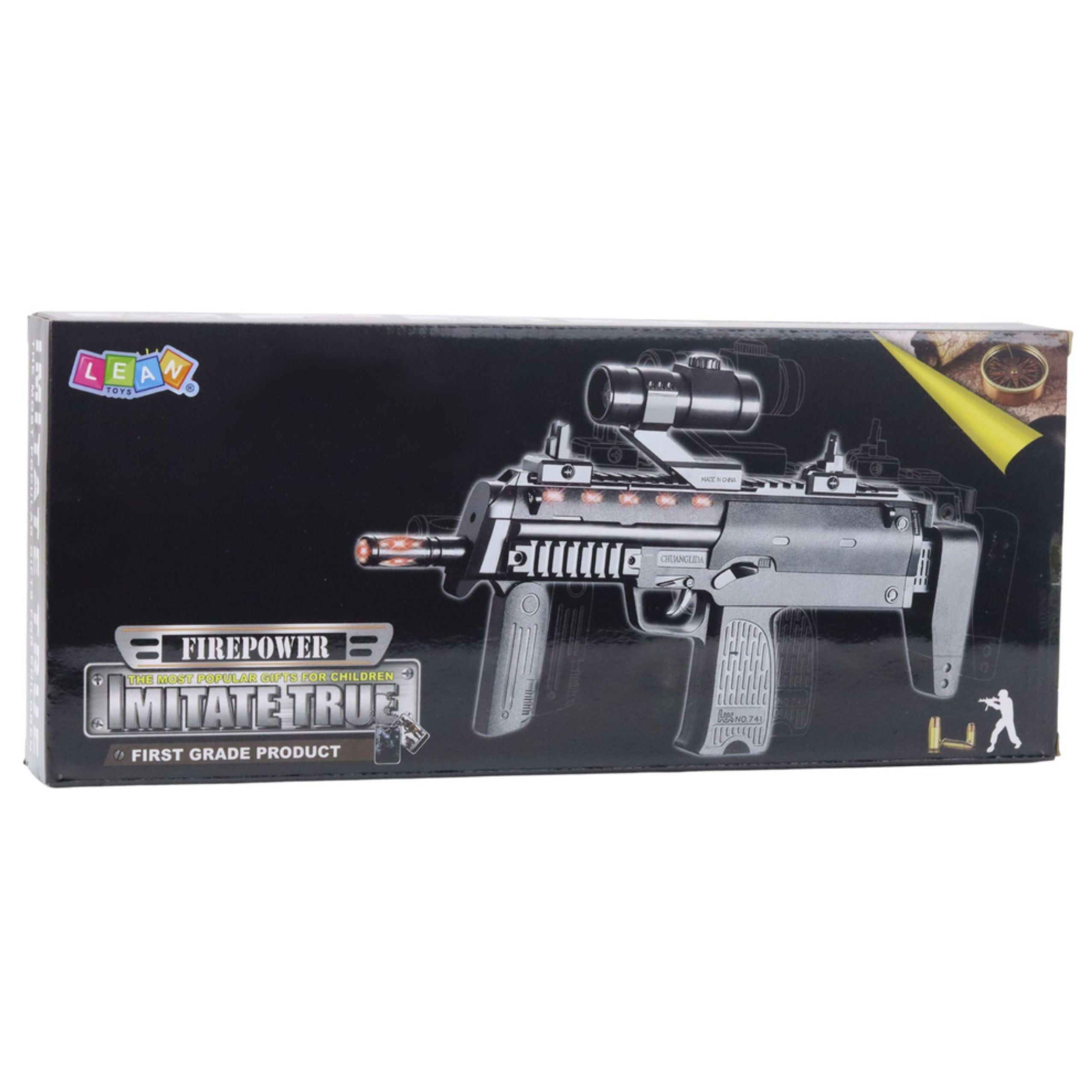 Toy Rifle Weapon Lights Sounds Sight Black 41cm