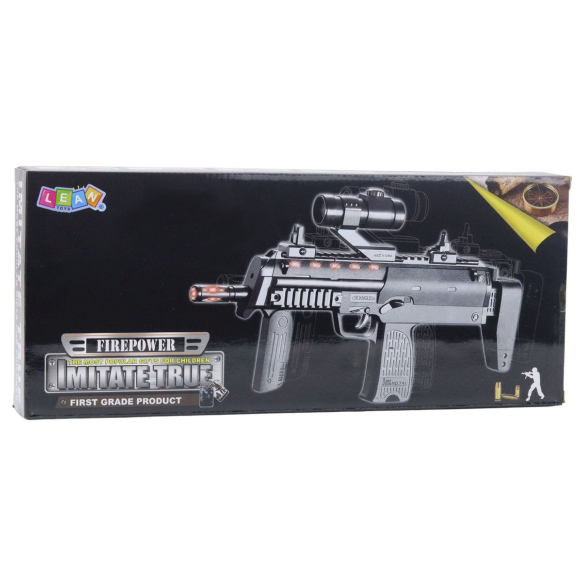 Toy Rifle Weapon Lights Sounds Sight Black 41cm
