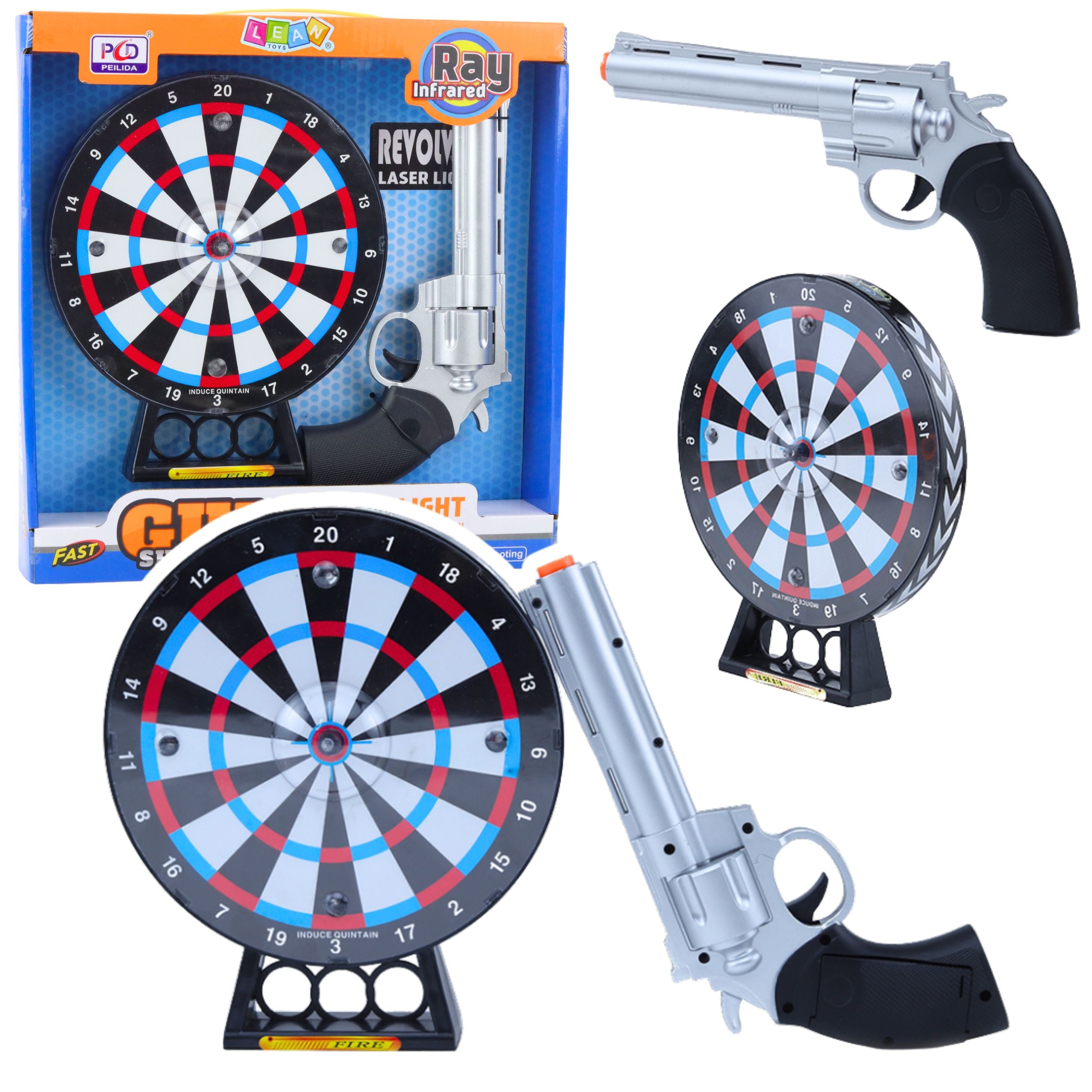 Laser Revolver Pistol Set With Target Shooting Game Lights Sounds