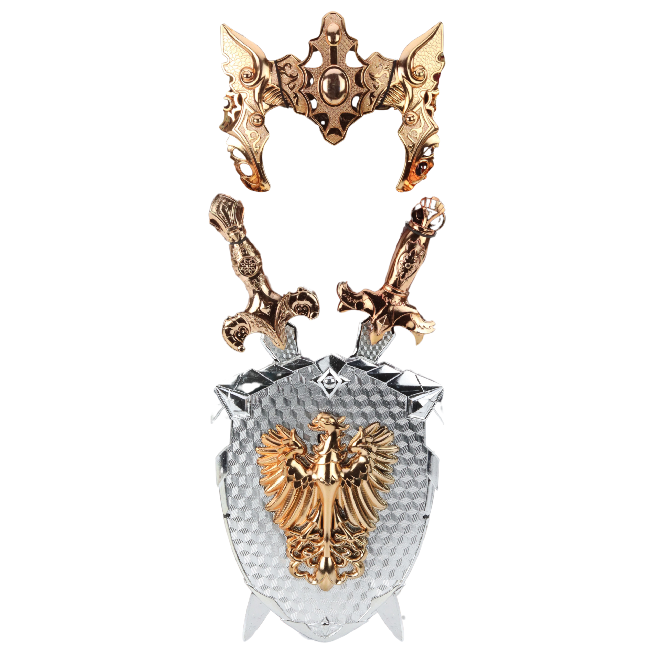 Knight Set Shield Two Swords Mask Silver Gold Eagle