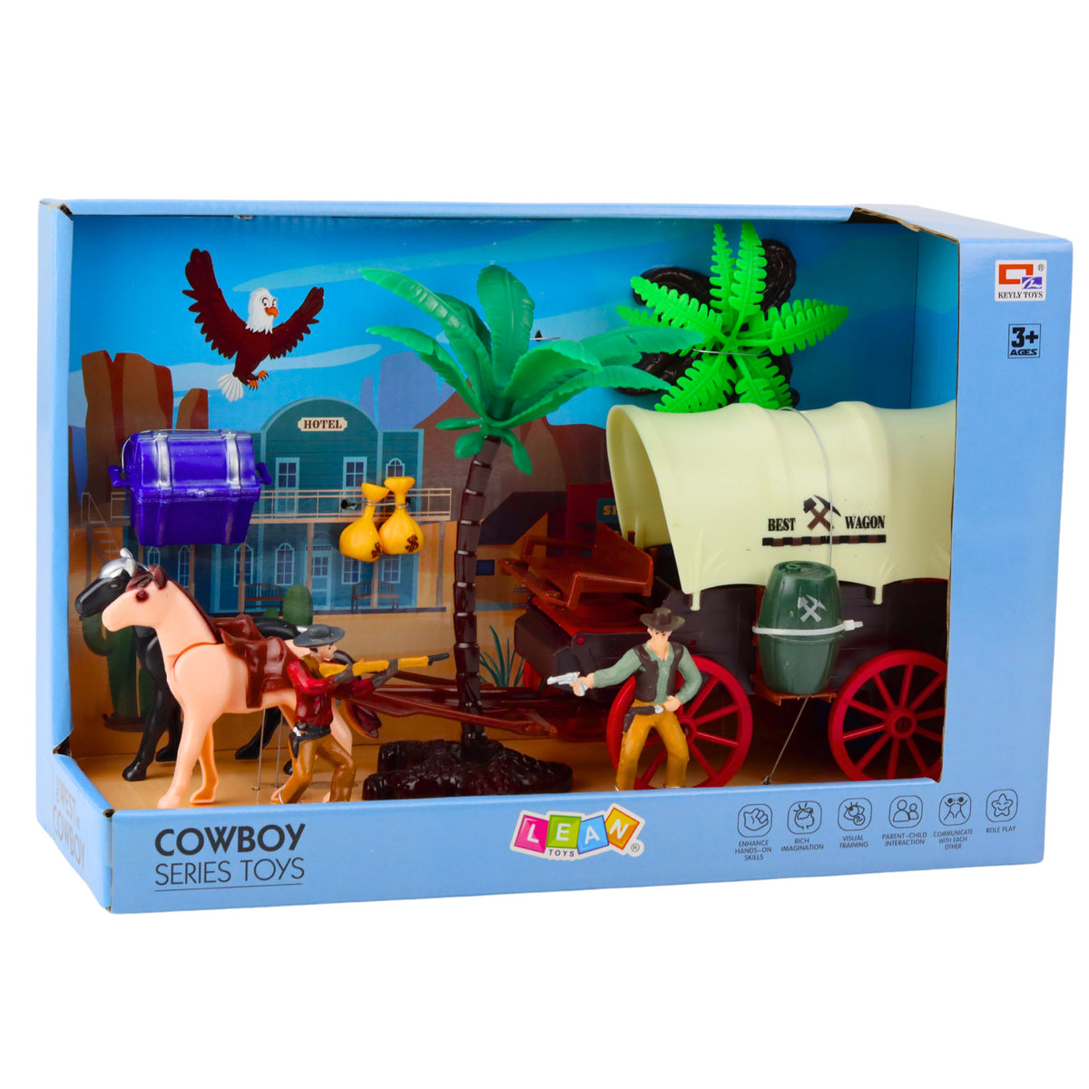 Cowboy Set Figure Westernwagen Pferde Cowboy Palmen