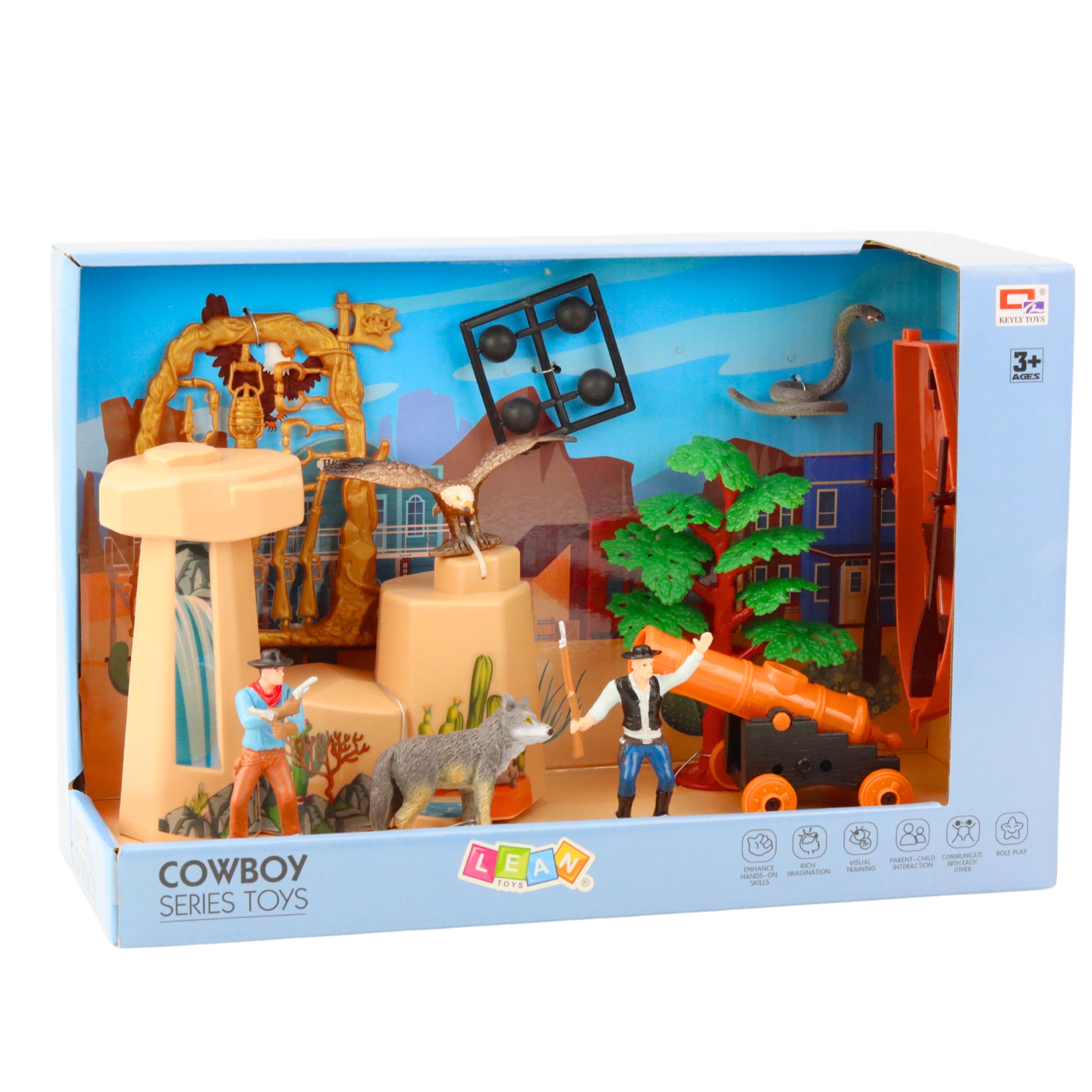 Cowboy Set Figures Wild West Cowboy Boat Cannon