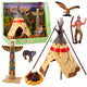Set Of Indian Figures Village Indians Tent Tipi Boat Totem