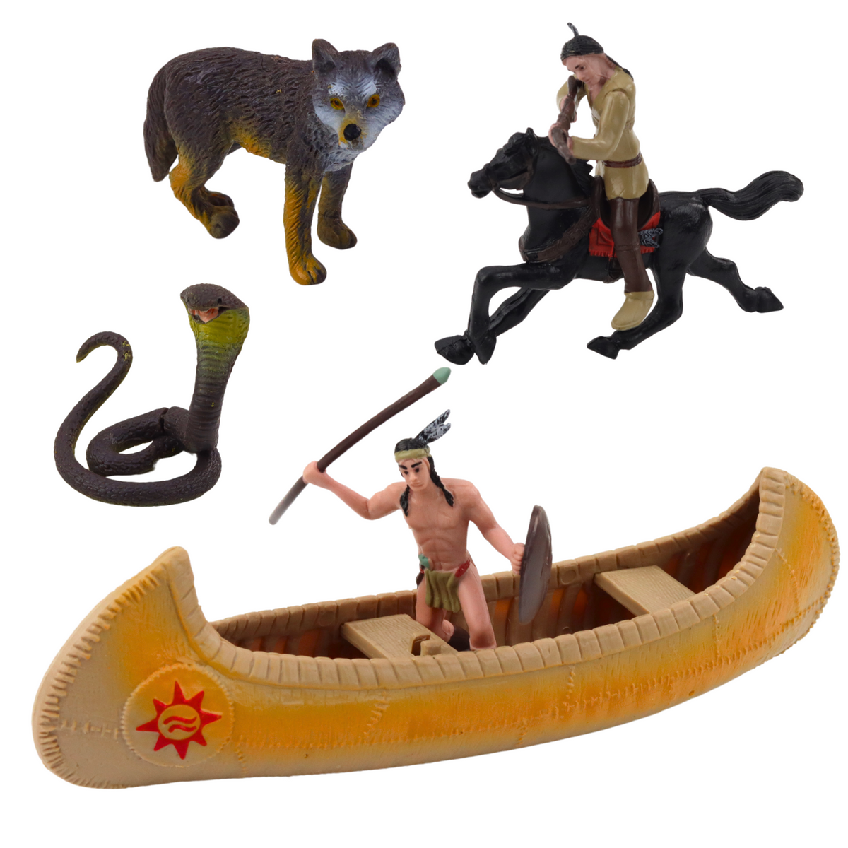 Set Of Indian Figures Village Indians Kayak Totem