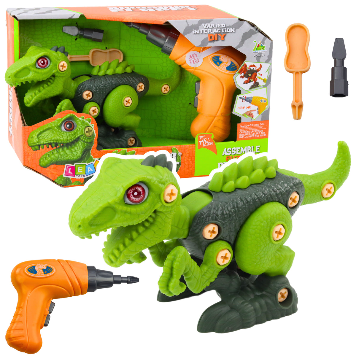 Dinosaurus na odskrutkovanie skrutkovania Zelená vŕtačka Diy