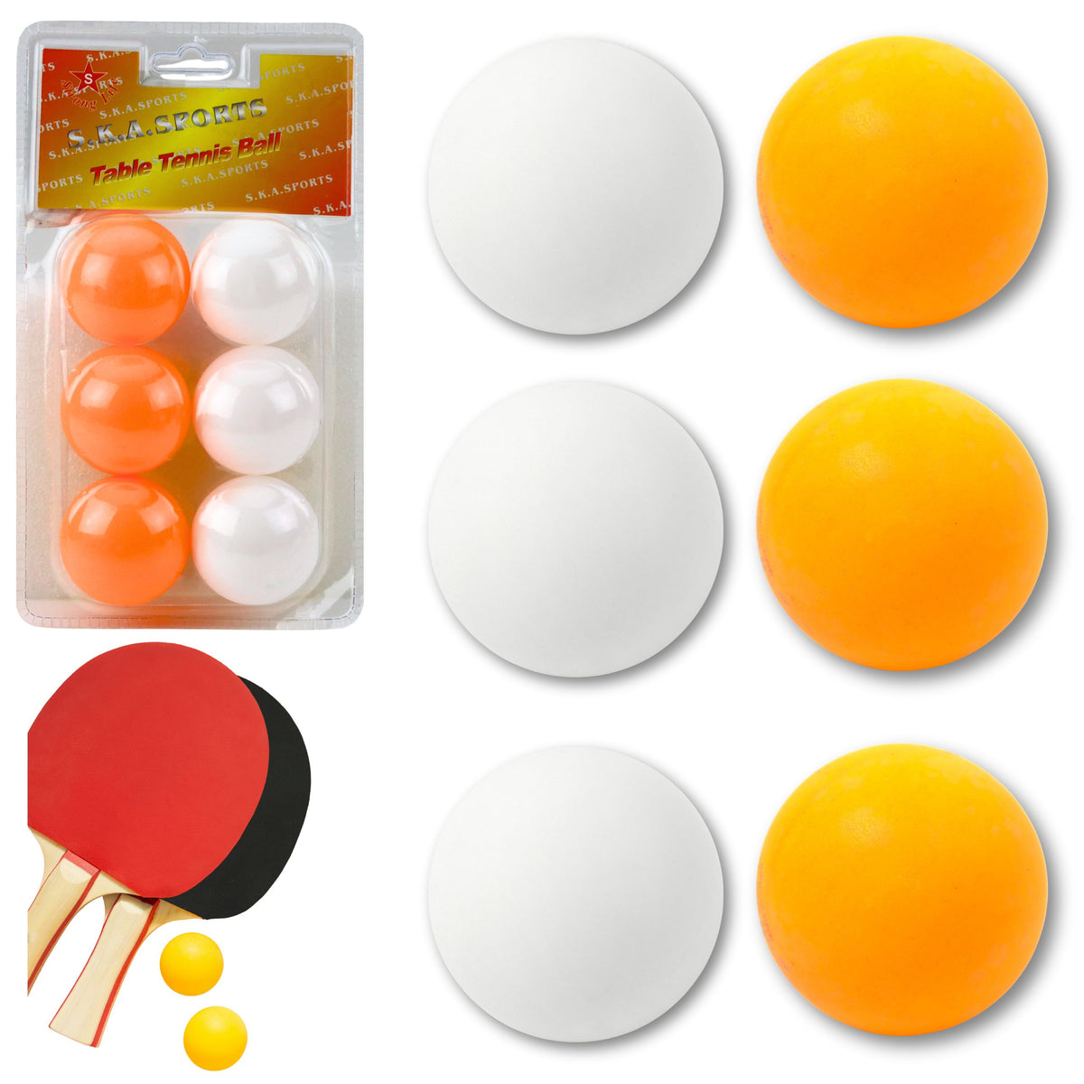 Ping Pong Balls Sport White Orange 6 Pcs