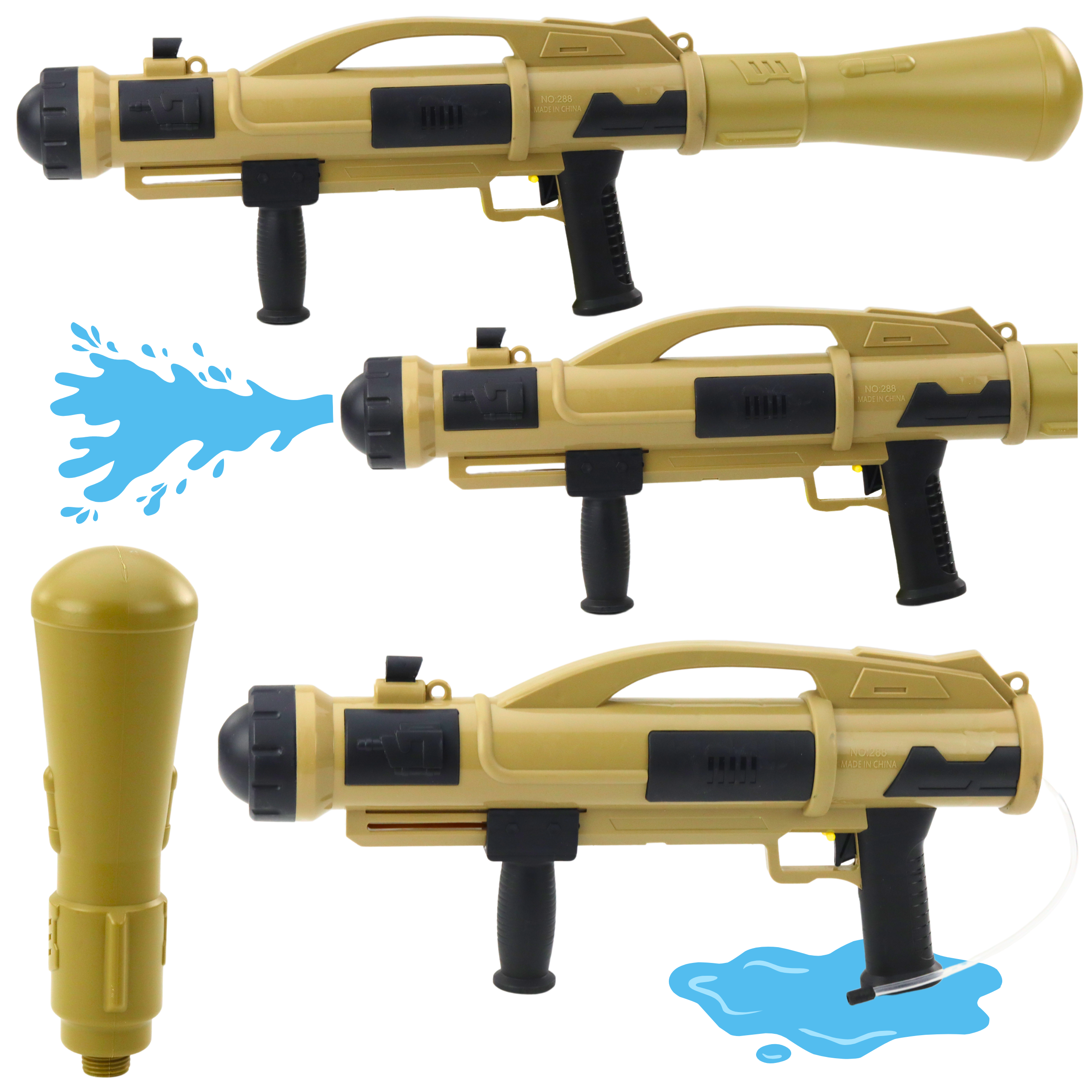 Bazooka Water Gun With Pump 73 Cm Beige 1100ml