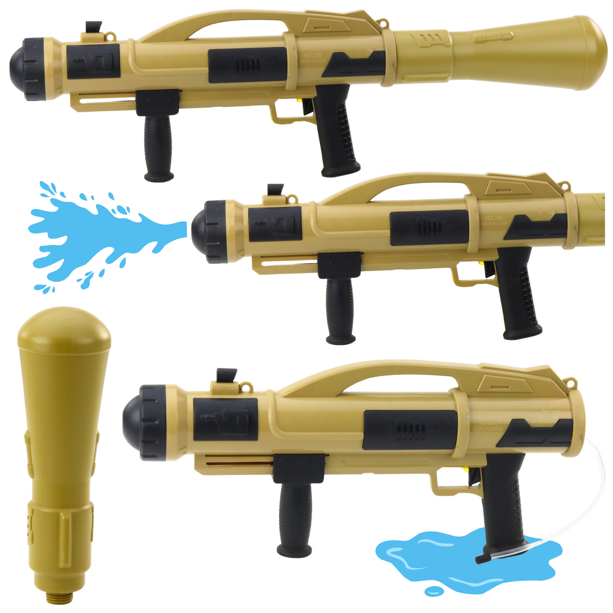 Bazooka Water Gun With Pump 73 Cm Beige 1100ml