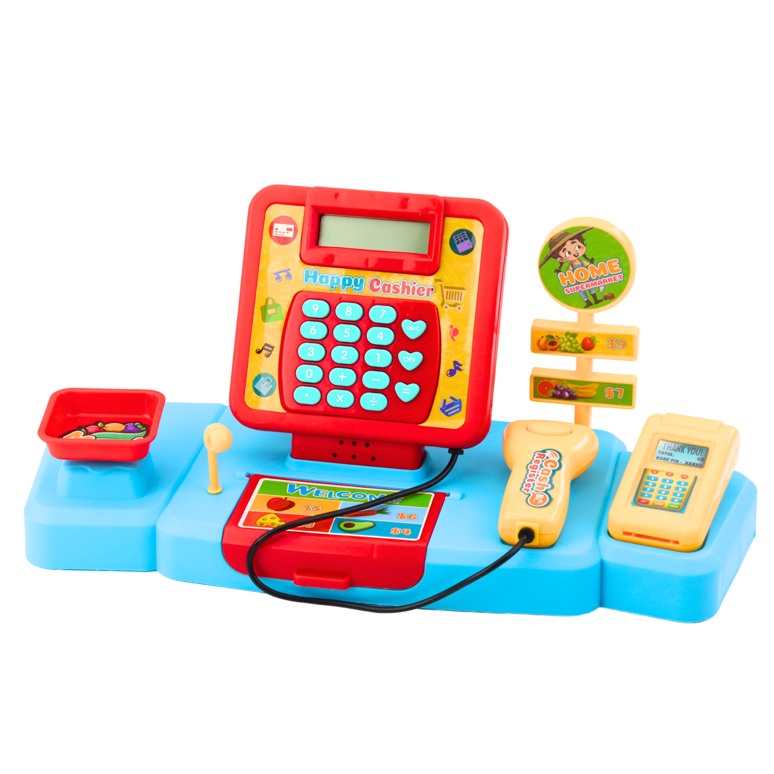 Shop Set Checkout Basket Food Products Lights Sounds Colorful