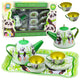 Tea Set Metal Jug Cup Plates Panda Green 14 Pcs