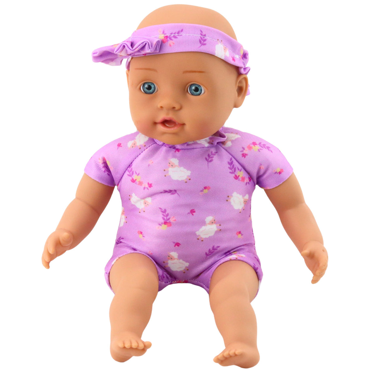 Baby Doll In Purple Bodysuit Soft Belly Headband With Bow 31 Cm