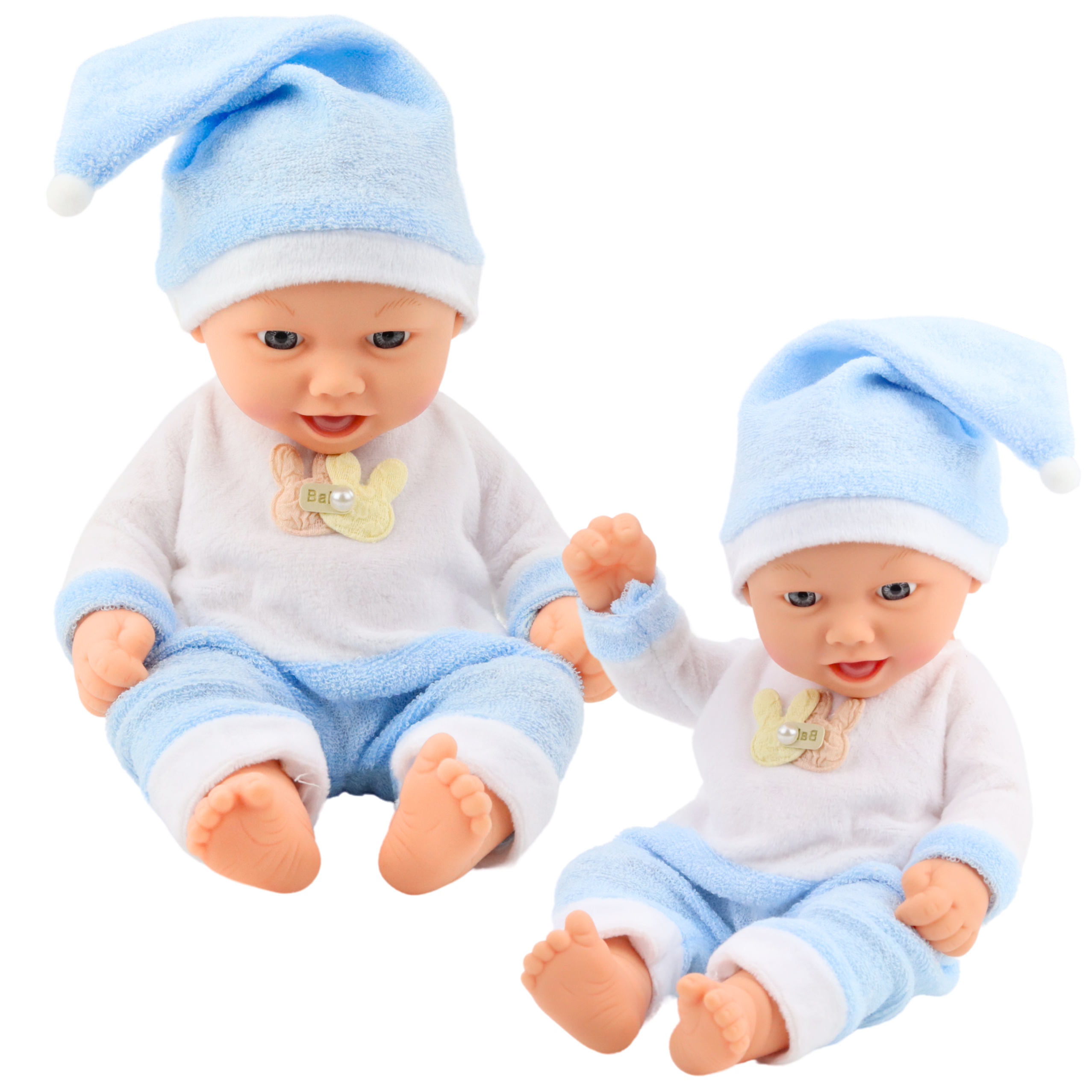 Baby Doll In Blue Pajamas Hat With Pompom