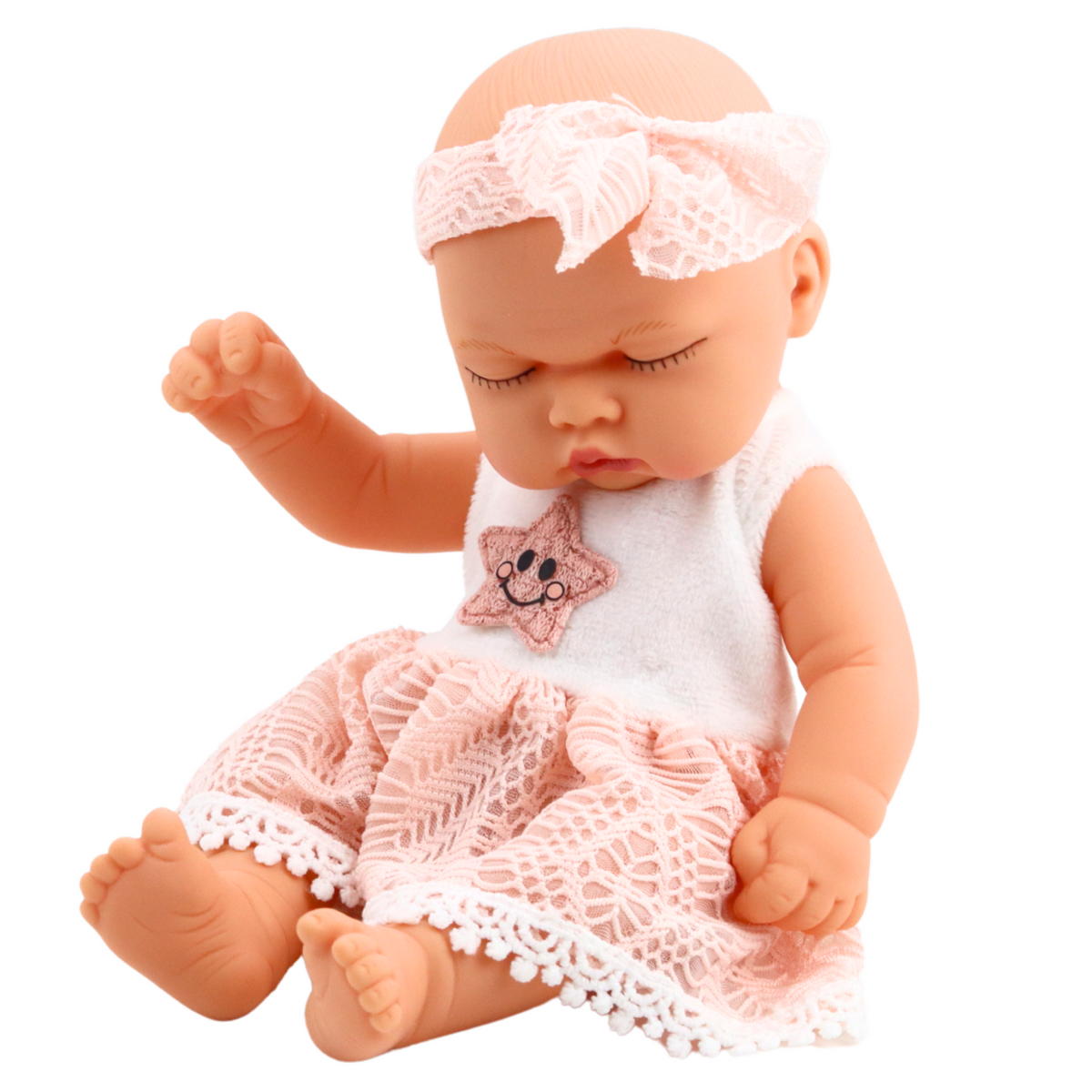 Sleeping Baby Doll Pink Lace Dress With Star Headband