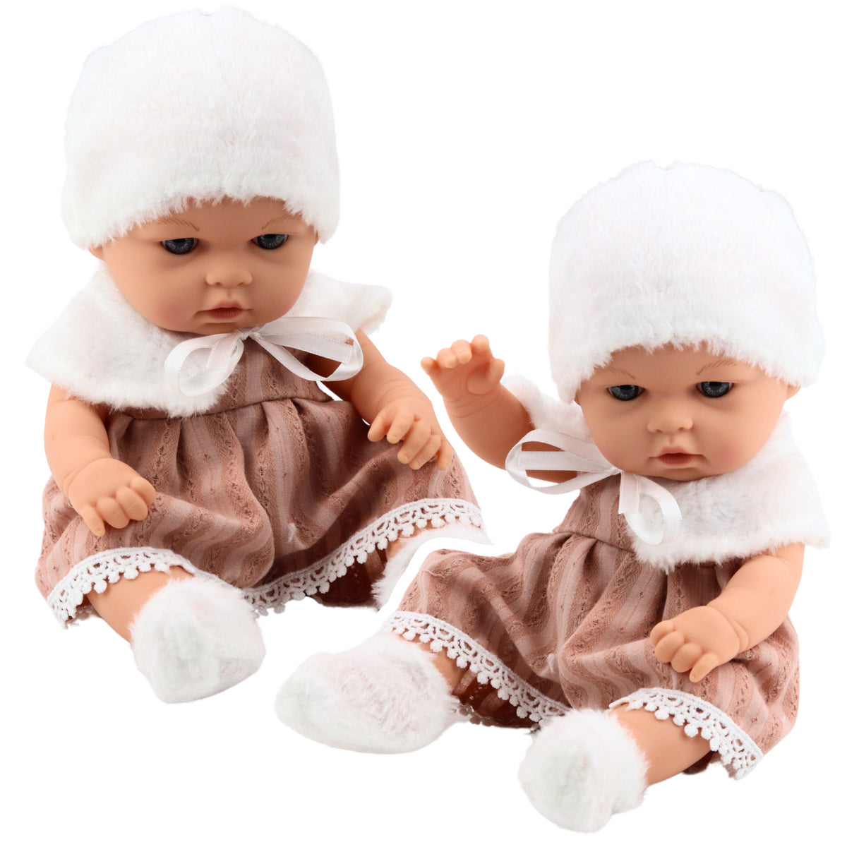 Baby Doll Beige Dress Hat Collar Socks