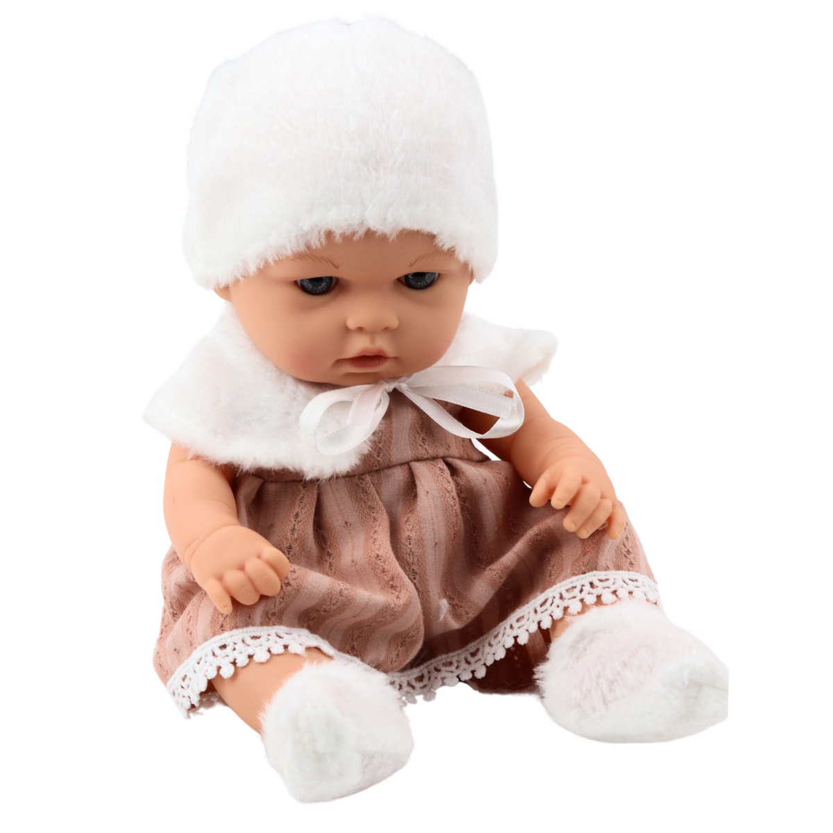 Baby Doll Beige Dress Hat Collar Socks