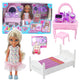 Ankiki Doll Set Crib Dressing Table With Mirror Accessories