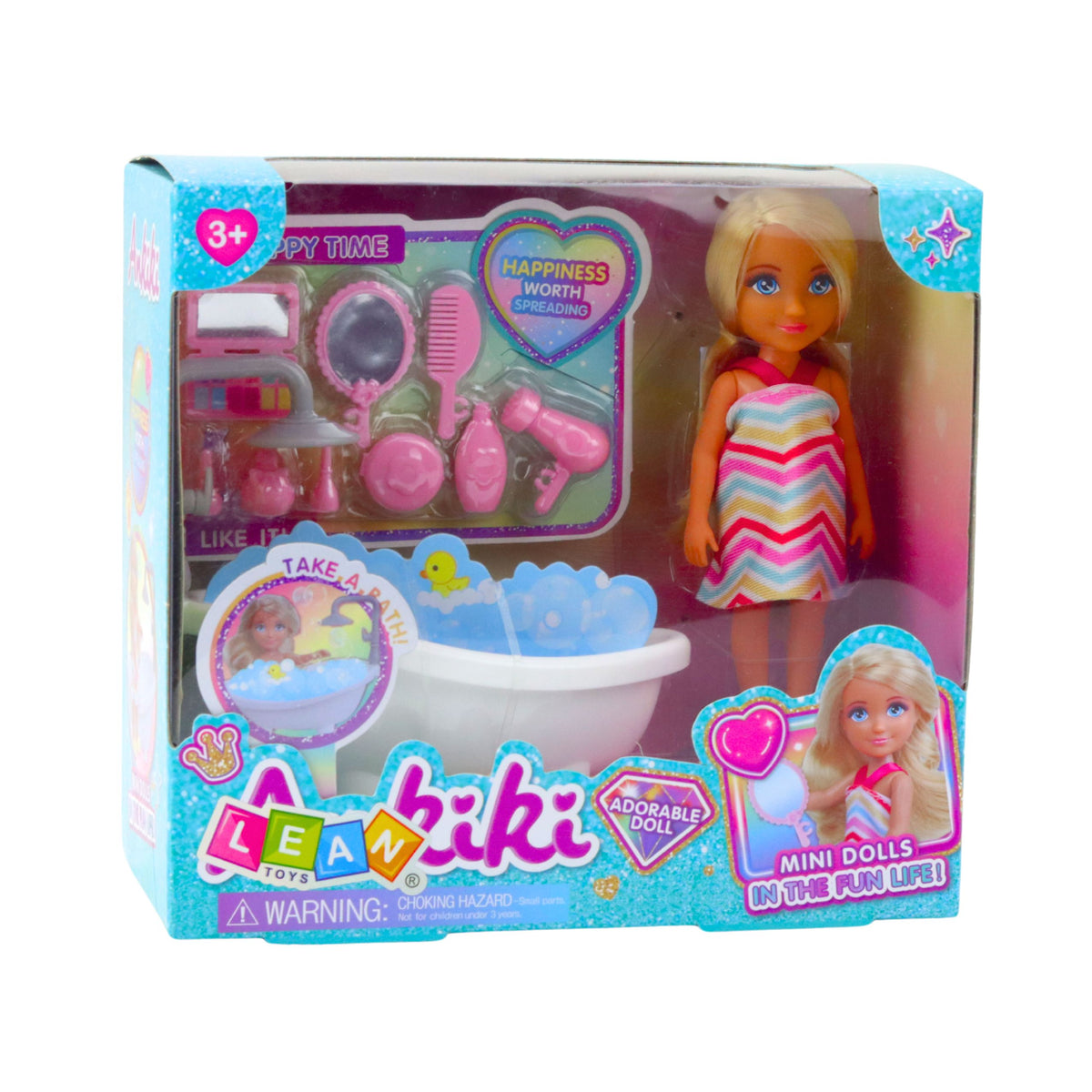 Ankiki Mini Doll Set With Bathtub And Care Accessories