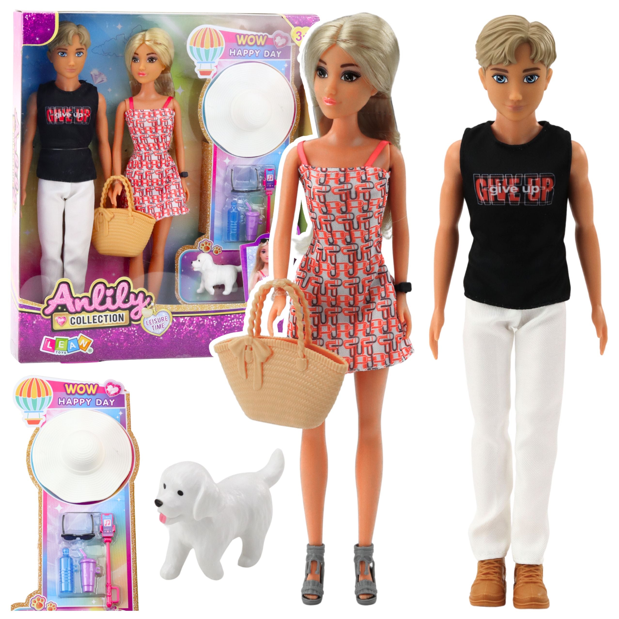 Anlily Doll Set: Girl With Boy Hat And Dog Accessories
