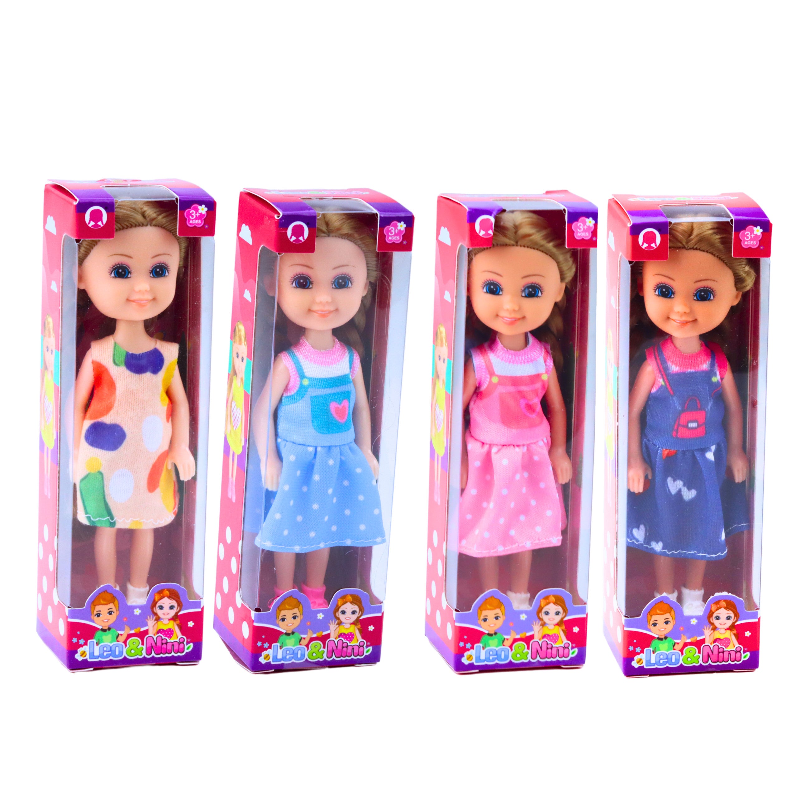 Mini Doll With Long Hair In Dress 15cm Mix