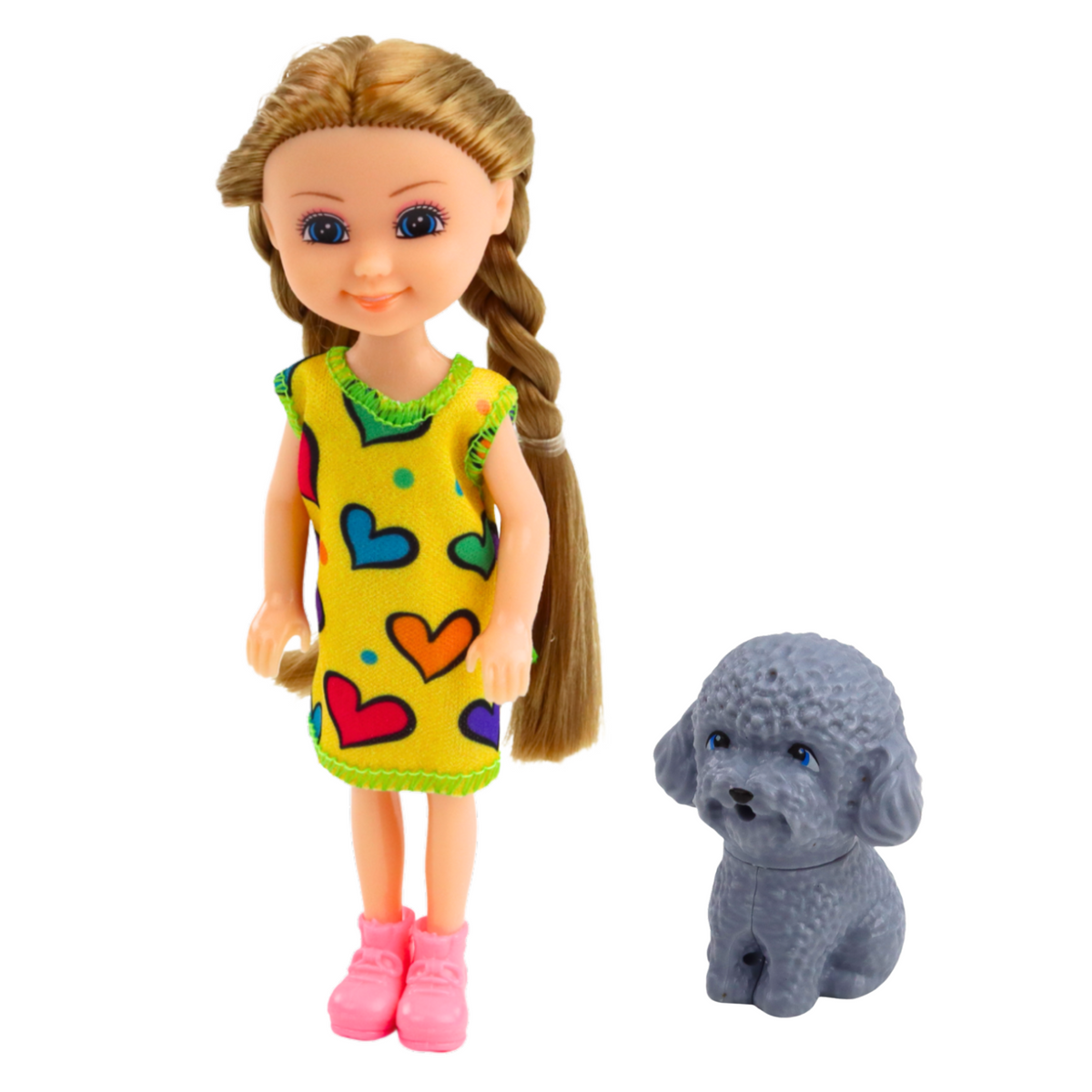 Set Mini Doll In Dress With Dog 14.5cm Mix