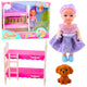 Set de câini pentru pat cu două etaje pentru mini păpușă în rochie