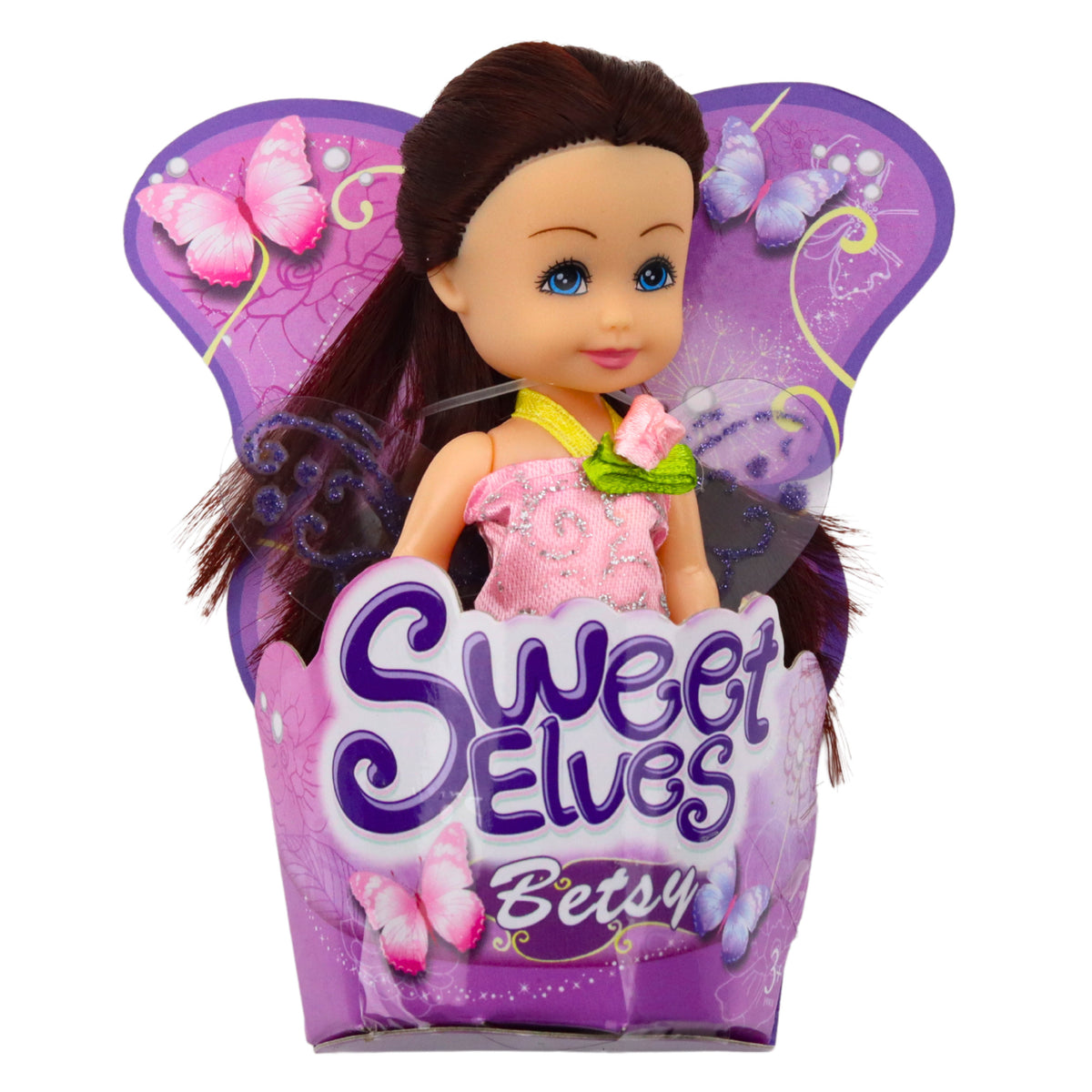 Mini Papusa Zana Elf Albastru Violet Roz Mix 11.5cm