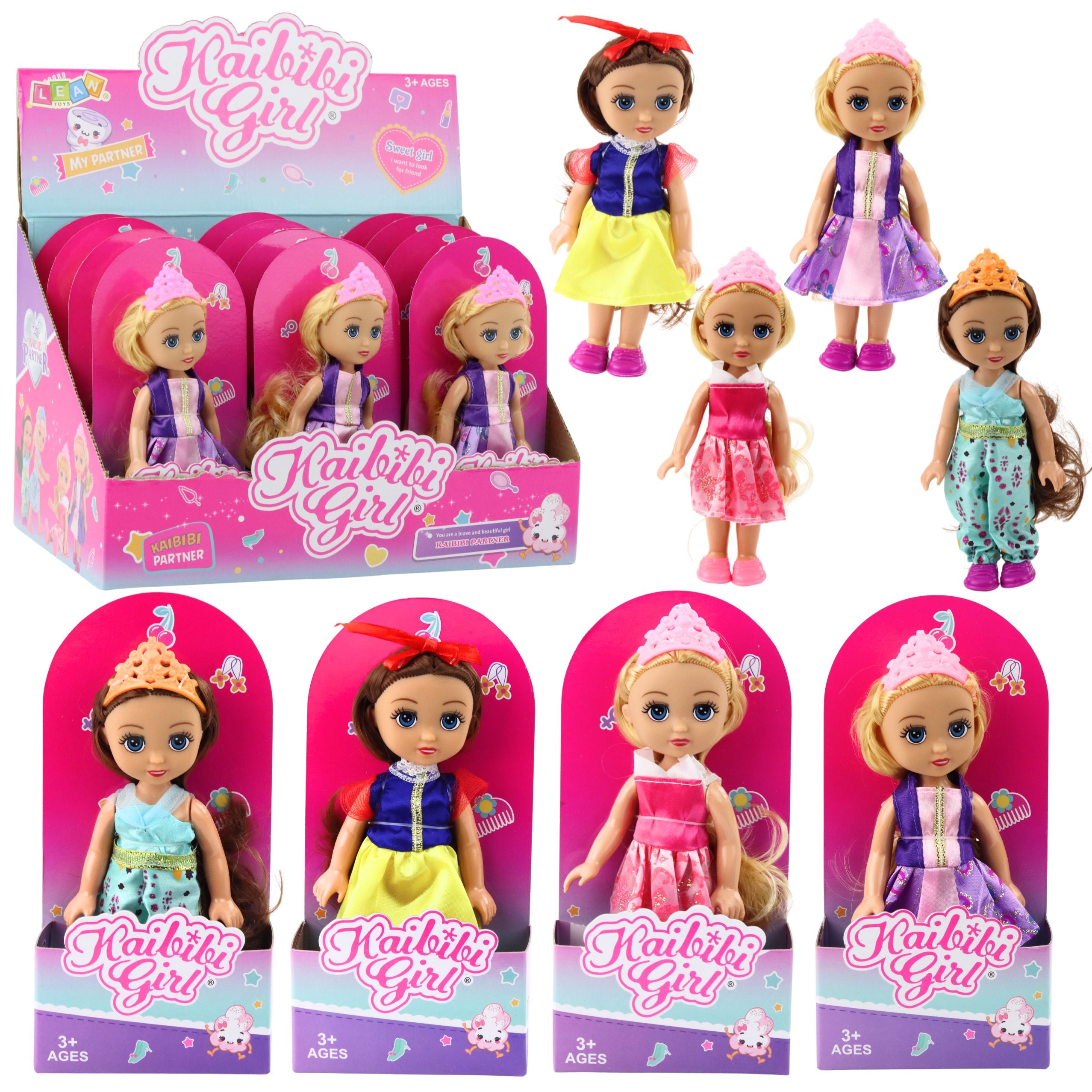 Mini Princess Doll Crown Decorated Dress 17cm Mix