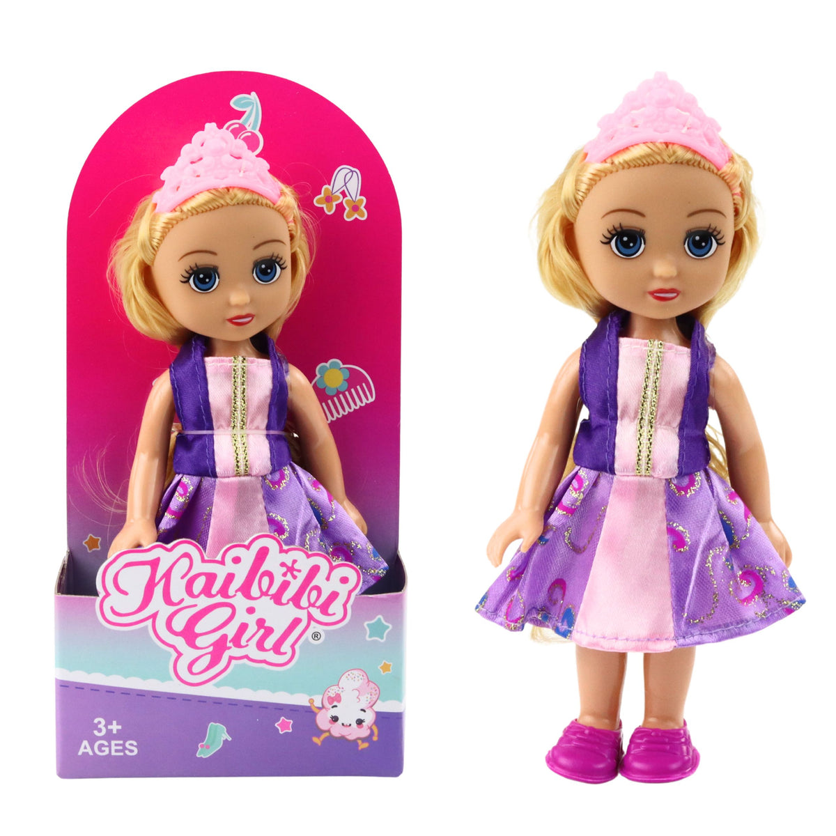 Mini Princess Doll Crown Decorated Dress 17cm Mix