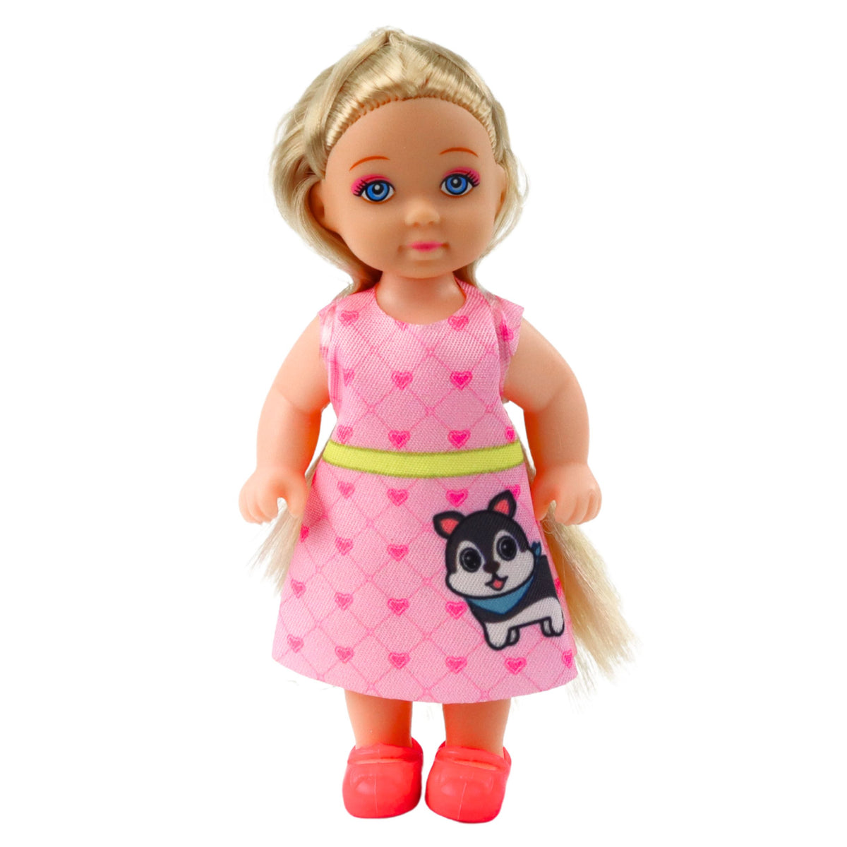 Mini Doll Set With Dog And Kitten Bed And Food Bowl