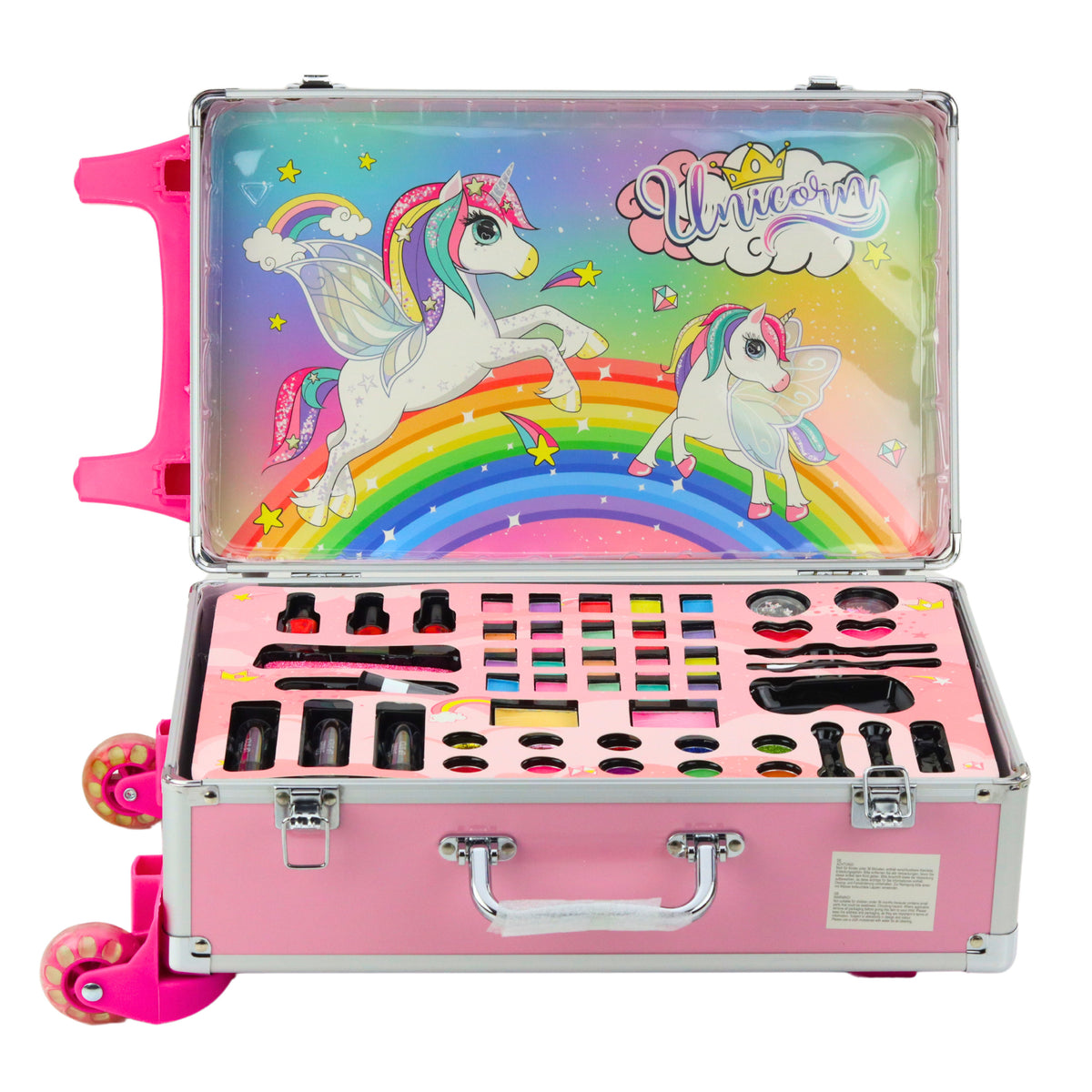 Unicorn Pink kuffert med hjul skønhedssæt