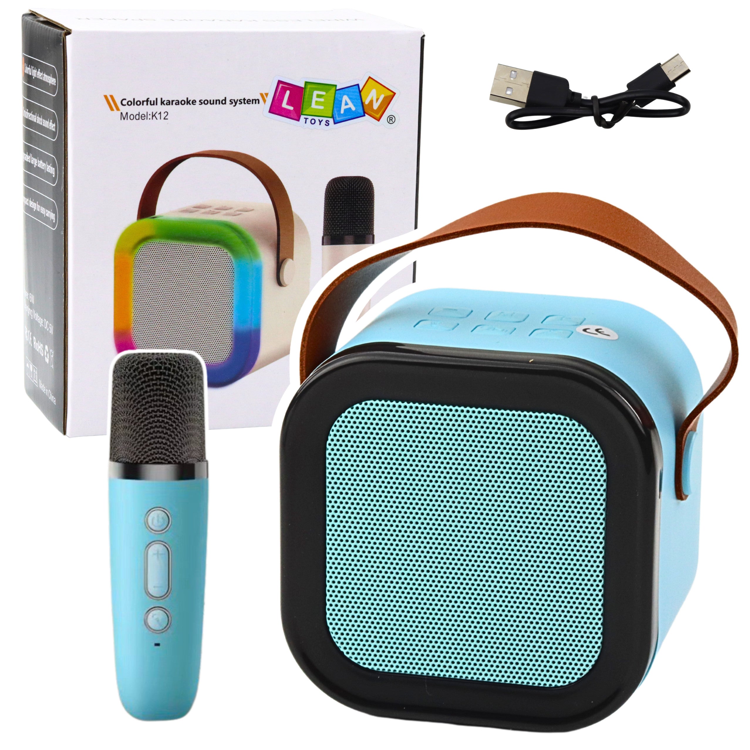 Karaoke Speaker Microphone Wireless K12 Rgb Bluetooth Blue