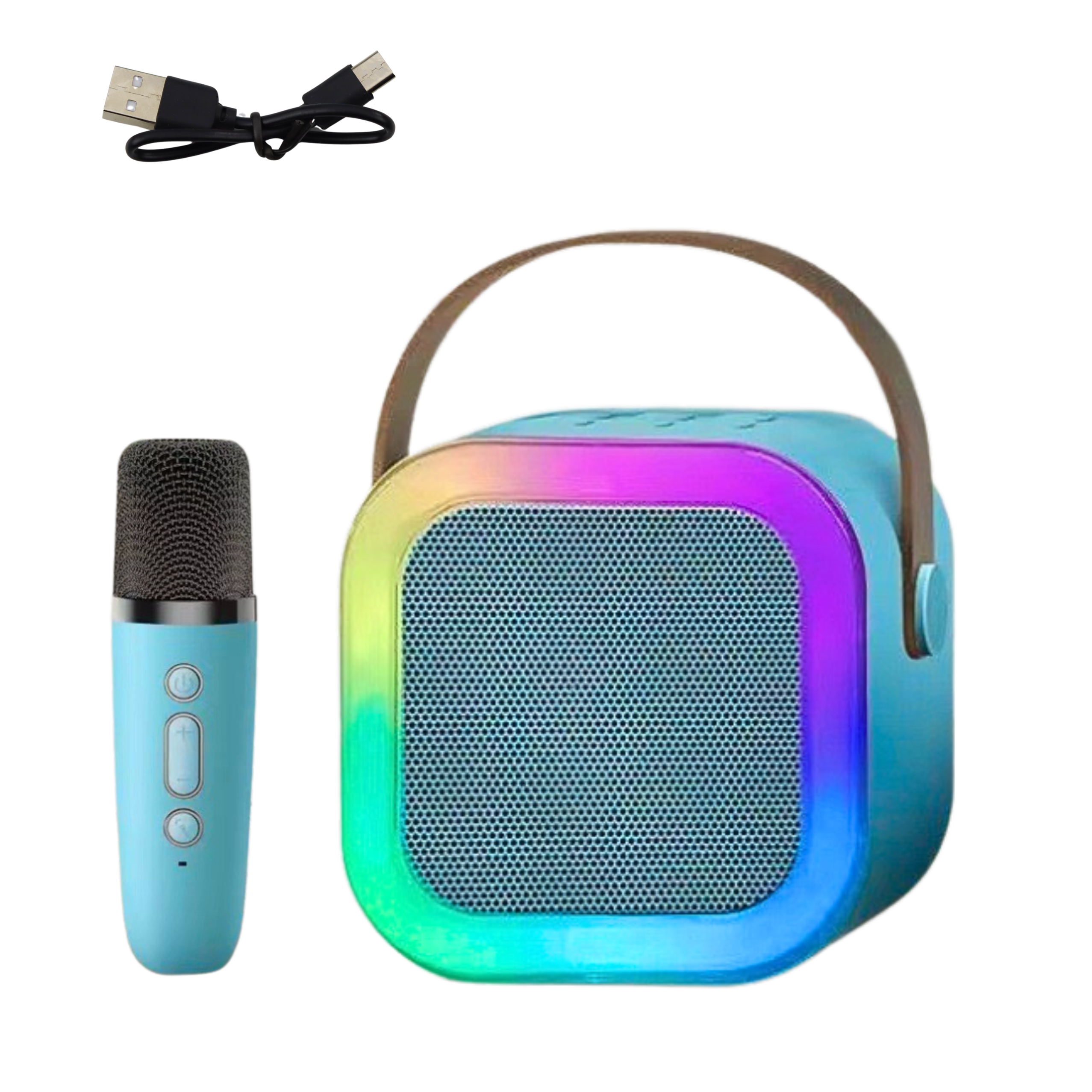 Karaoke Speaker Microphone Wireless K12 Rgb Bluetooth Blue