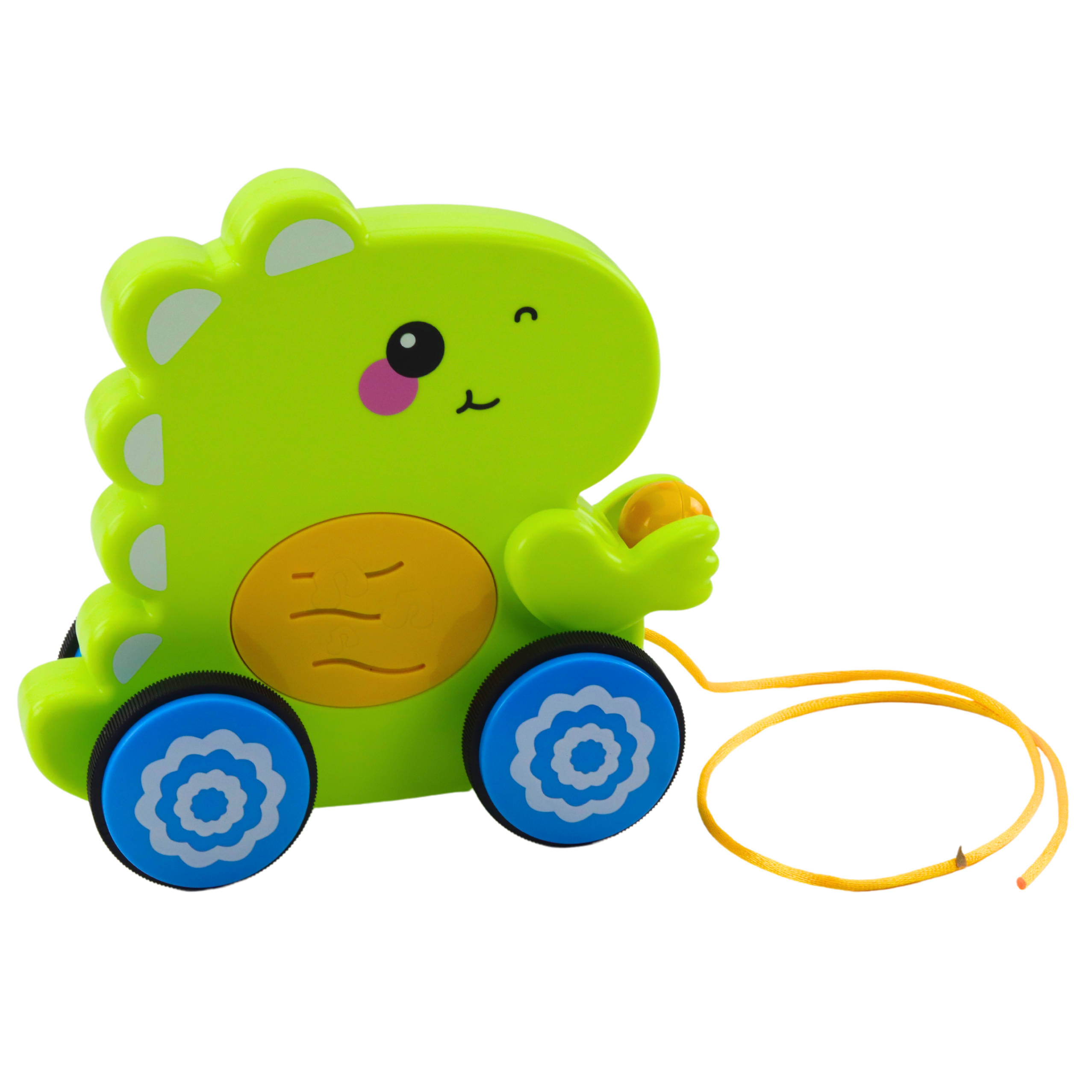 Baby Dinosaur Pull Toy Sounds Rattle Green