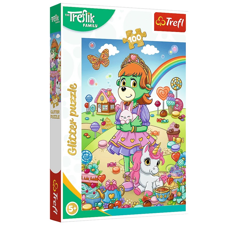 Puzzle With Glitter Treflik Family 100 Pcs. Glitter Trefliki Trefl 14833