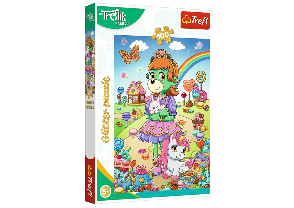 Puzzle With Glitter Treflik Family 100 Pcs. Glitter Trefliki Trefl 14833