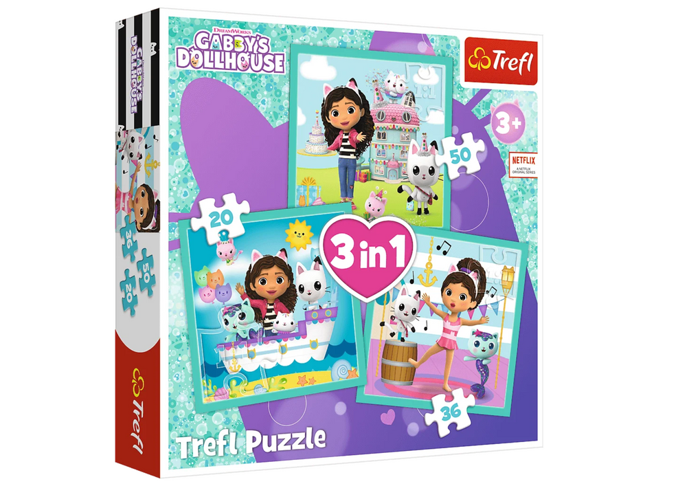 Gabby's Dollhouse 3in1 Puzzle Gabby Activities Trefl 34871