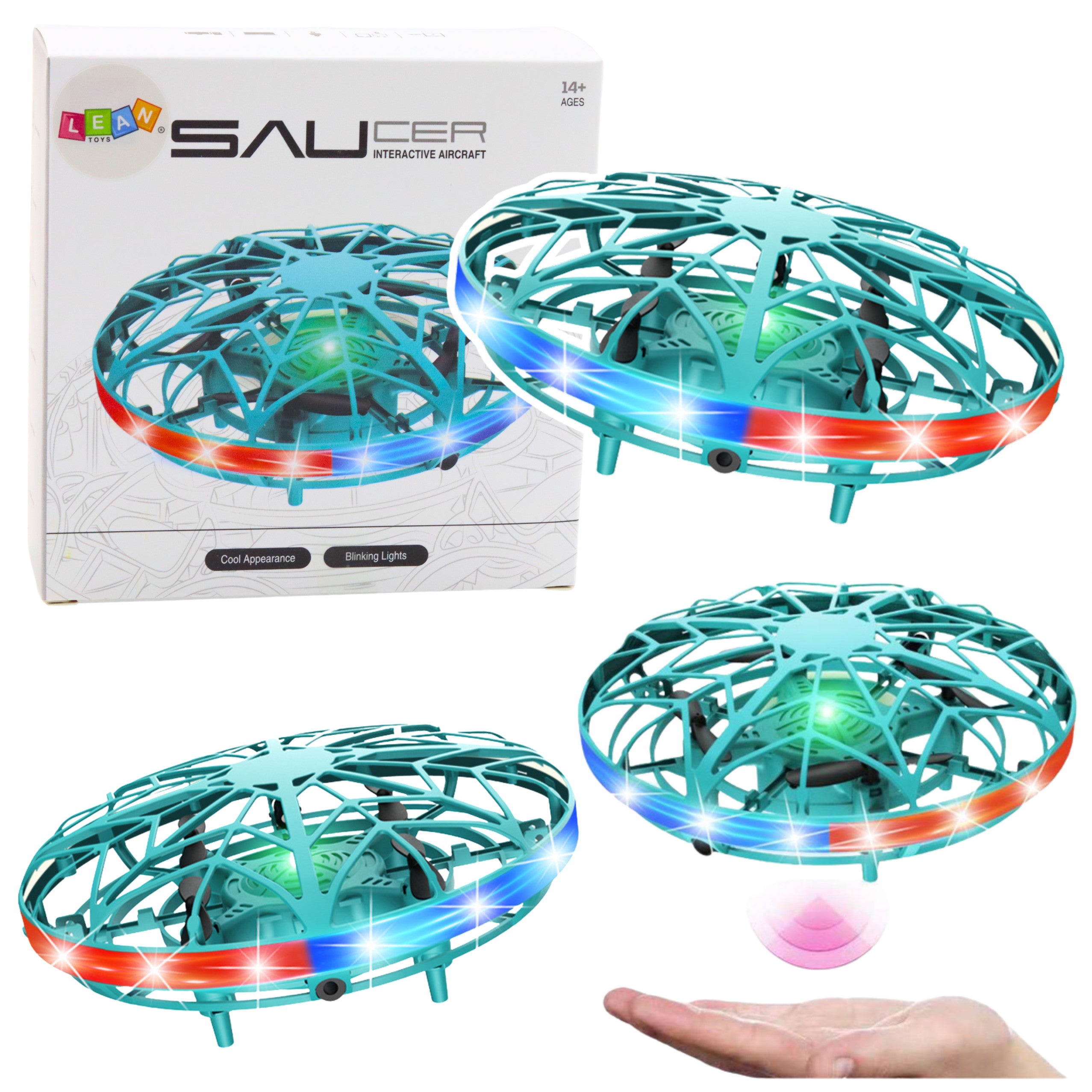 Rc Hand Controlled Ufo Drone Led Lights Turquoise