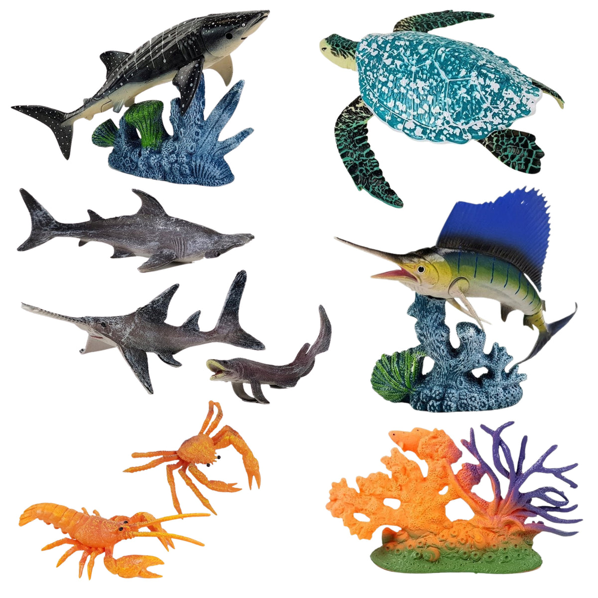 Set Of Figures Sea Animals Movable Elements Turtle