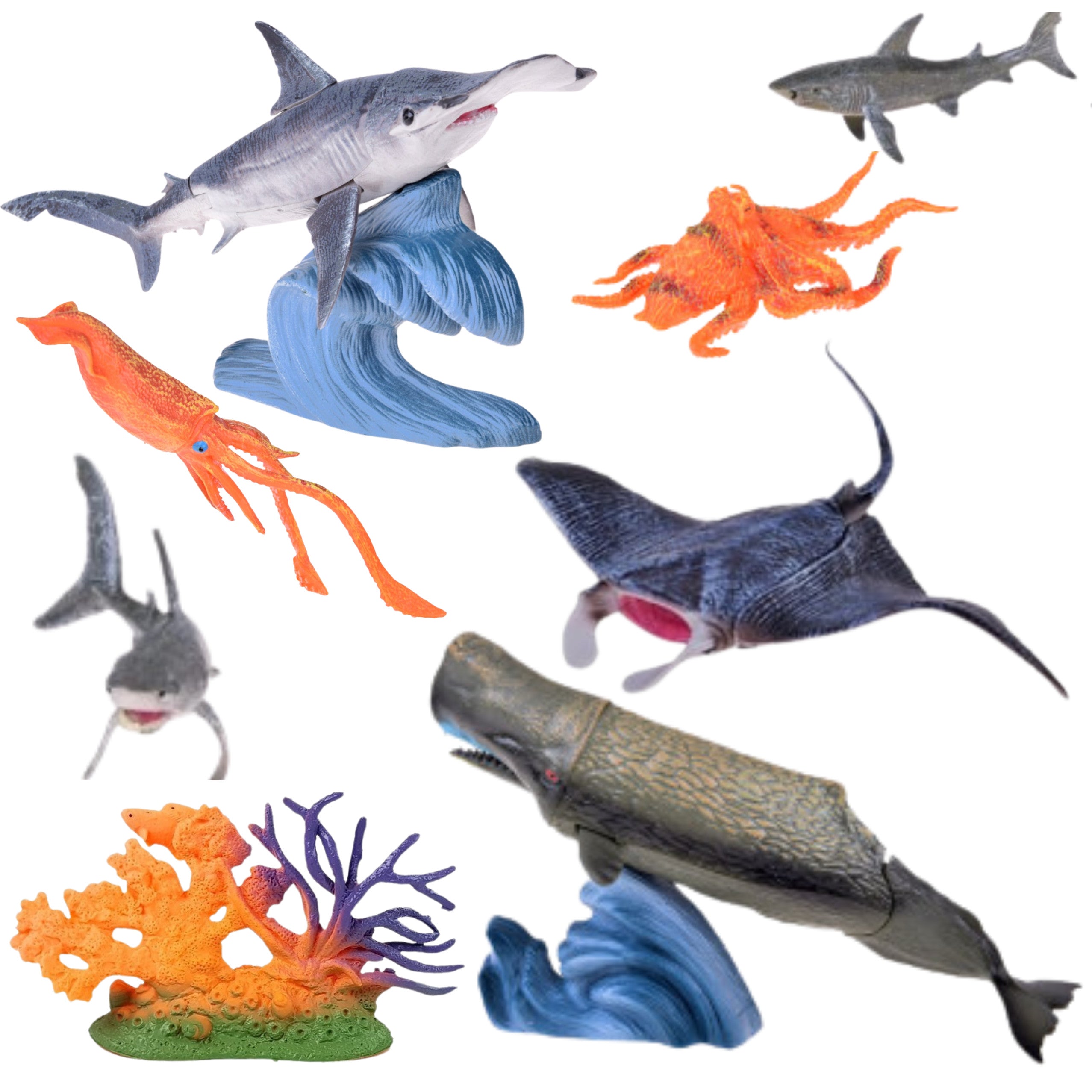 Set Of Figures Sea Animals Movable Elements Ray