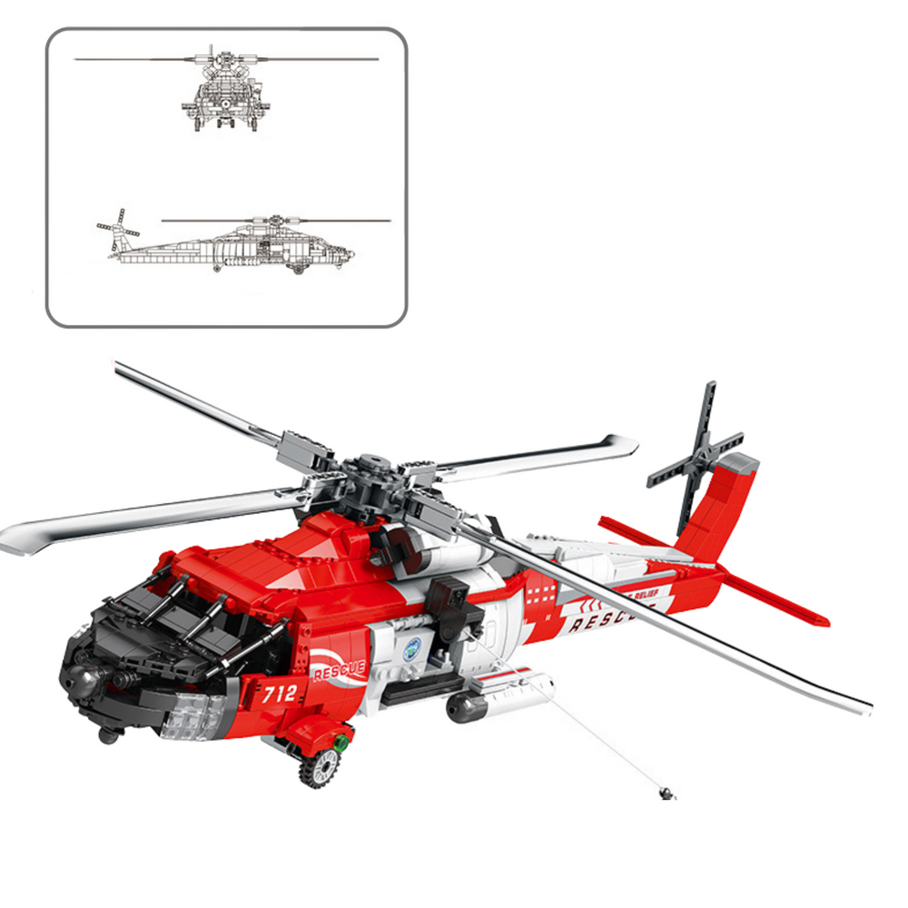 Construction Bricks Rescue Helicopter Hh-60j Jayhawk 1137el