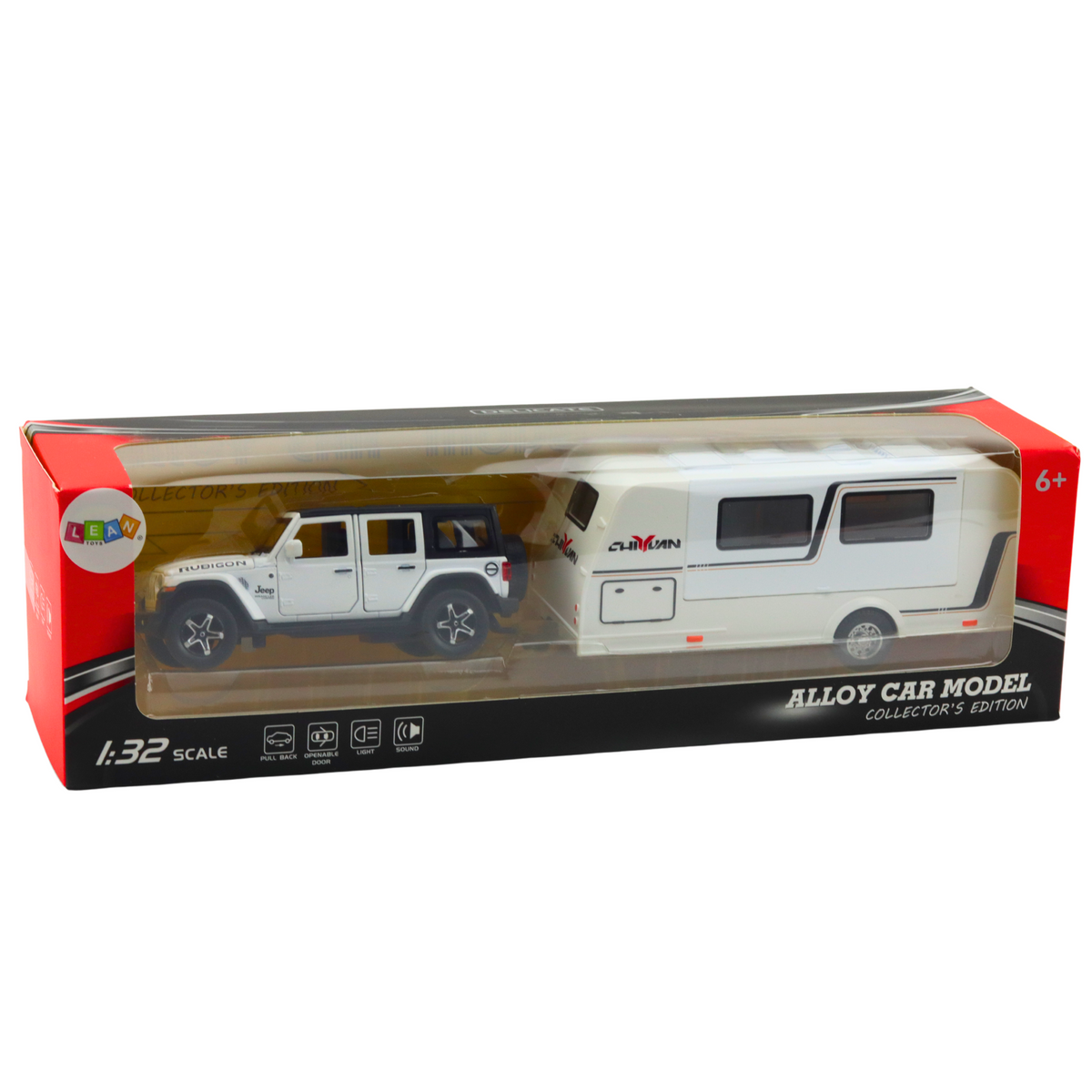 Set Of Car Off-road Camper Metal Drive Lights Sounds White 1:32