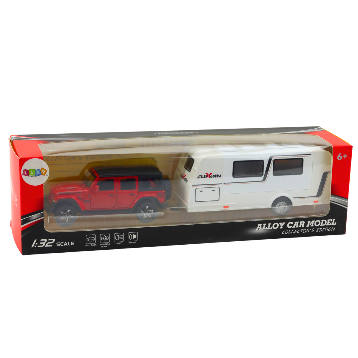 Set Of Car Off-road Camper Metal Drive Lights Sounds Red 1:32