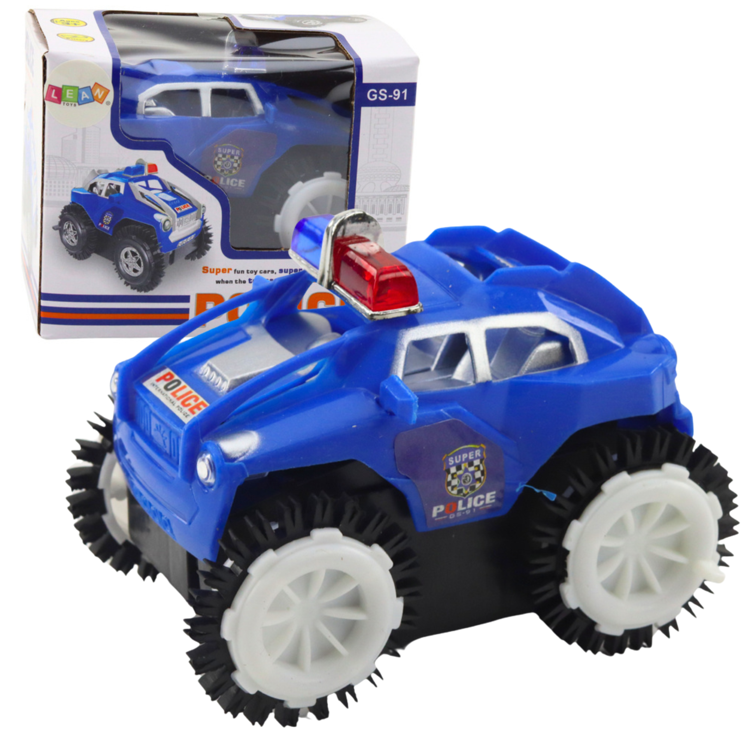 Police Car Rollover Obstacle Sensor 360° Lights Sounds Blue