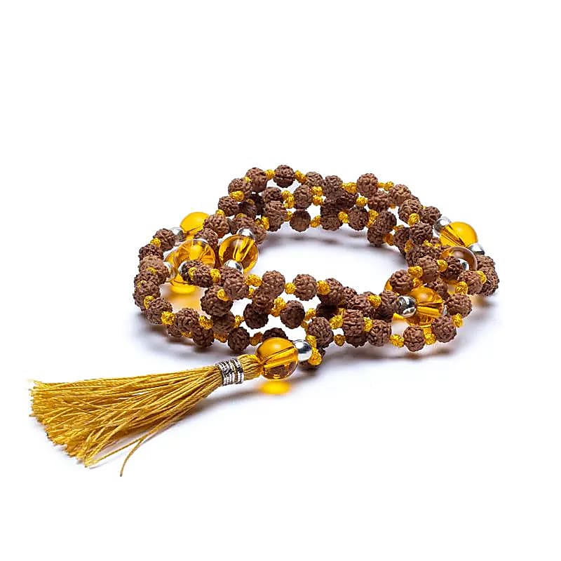 Mala Rudraksha And Citrine (burnt Amethyst) - 0.5 Cm