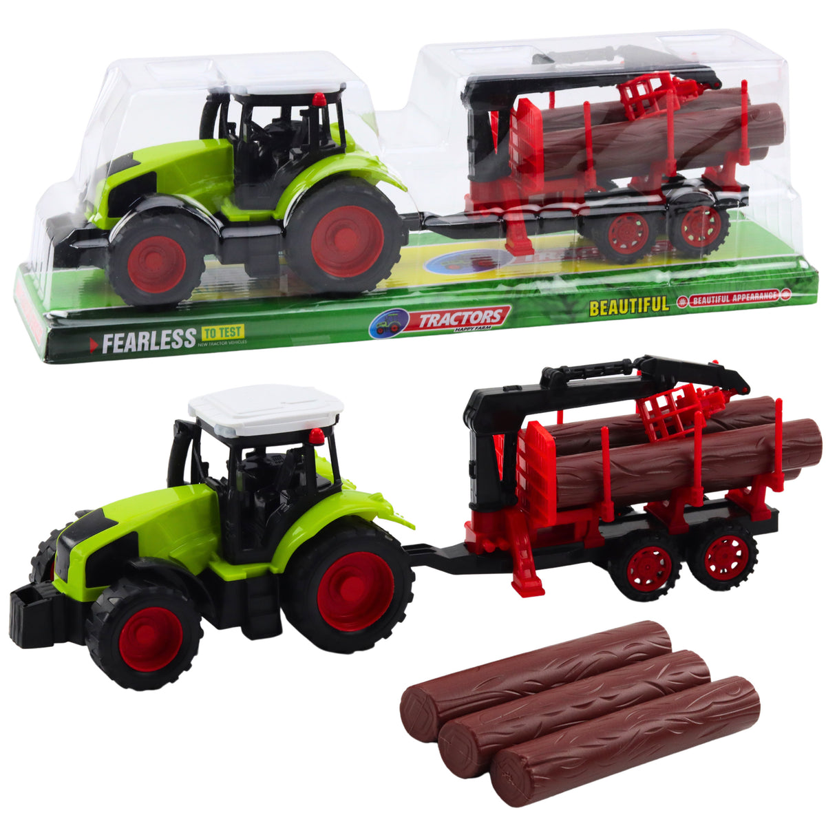 Agricultural Tractor With Hds Trailer For Transporting Timber Logs