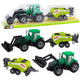 Set Of Tractor With Loader And Agricultural Baler Green